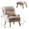 Contemporary Elegance Accent Chair with Footrest, For Relaxing, Arm Rest, Wood, Beige