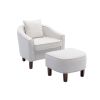 COOLMORE Accent Chair with Ottoman, Mid Century Modern Barrel Chair Upholstered Club Tub Round Arms Chair for Living Room