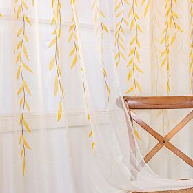 Inverted Willow Wicker Offset Printing Curtains Printing Window Screens Living Room Balcony Window Screens (Option: Yellow-W39.3inch x L106.3inch)