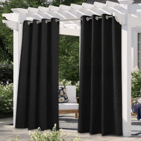 Solid Color Outdoor Waterproof And Sun Protection UV Protection High Precision Black Silk Shading Curtain (Option: Black-132 × 274cm)