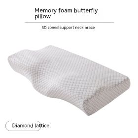 Memory Cotton Slow Rebound Butterfly Shaped Pillow Cervical Health Care (Option: Diamond grid gray-50x30x10x6cm with lining)