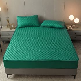 Cotton Clip Bed Hat Simple Solid Color Hotel Simmons All-inclusive Bed Cover (Option: Green-180cmx200cm)