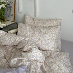 Garden Small Floral Cotton Bed 4-piece Summer Girly Bedding Set (Option: 180cm bed top four piece set-Midsummer Night Floral Pillow)