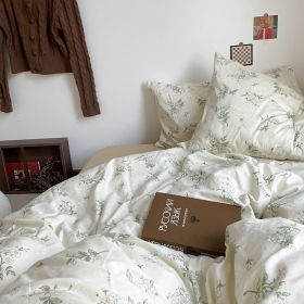 Garden Small Floral Cotton Bed 4-piece Summer Girly Bedding Set (Option: 180cm bed top four piece set-Cream gardeni flower)
