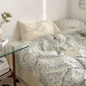 Garden Small Floral Cotton Bed 4-piece Summer Girly Bedding Set (Option: 180cm bed top four piece set-Pinellia sinensis Custard)