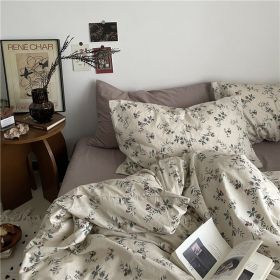 Garden Small Floral Cotton Bed 4-piece Summer Girly Bedding Set (Option: 180cm bed top four piece set-Afternoon flower lotus purpl)