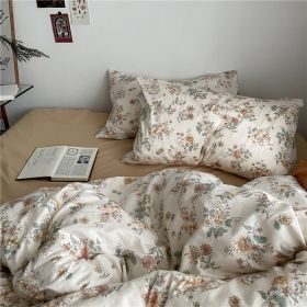 Garden Small Floral Cotton Bed 4-piece Summer Girly Bedding Set (Option: 180cm bed top four piece set-Wild tea flower pillow)