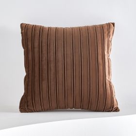 Netherlands Velvet Striped Pleated Cushion Cushion (Option: Caramel brown-50x50cm)