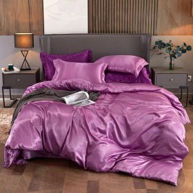 Ice Four-piece Set Cool Bare Sleeping Real Silk Quilt Cover Sheets (Option: Cameo Brown-10 Style)