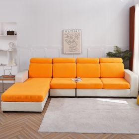 Solid Color Three-dimensional Jacquard Sofa Combination Seat Cover (Option: Bright Orange-Flower Pillowcase)