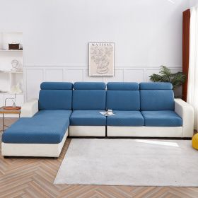 Solid Color Three-dimensional Jacquard Sofa Combination Seat Cover (Option: Lake Blue-Big Headrest)